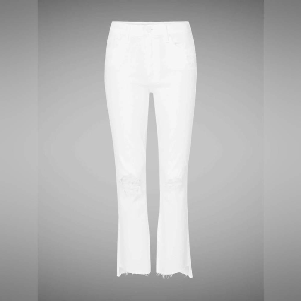 Mother Denim Insider Crop Step Fry Jeans Size 27 White Cracked Slipper High Rise